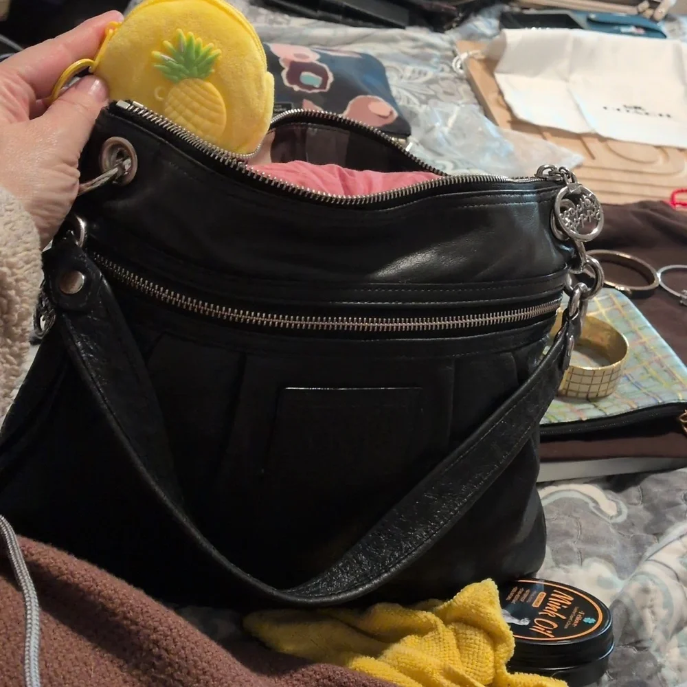 Coach Black Legency Poppy Leather Shoulder Bag